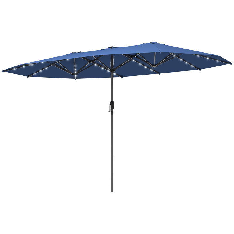 Parasol de jardin, parasol double face avec lumières solaires à DEL, parasol de patio pour l'extérieur, bleu, Blue