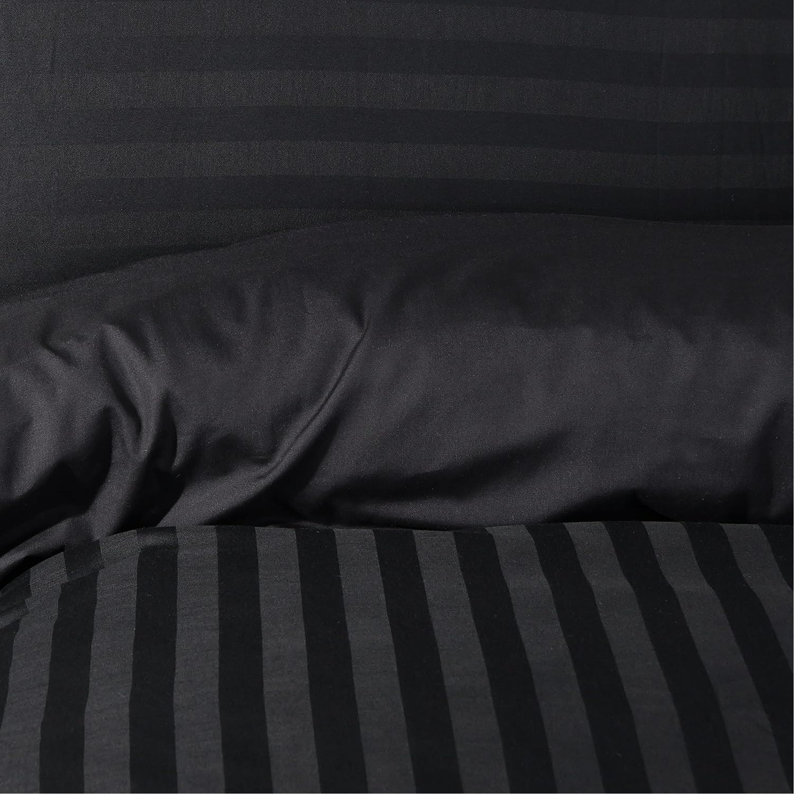 Single Stripe Duvet Set, Super King Duvet Cover + 2 Standard Pillowcases, Black