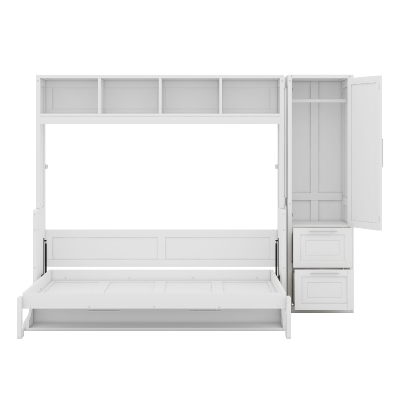 Murphy Bed Wall Bed With Closet, White