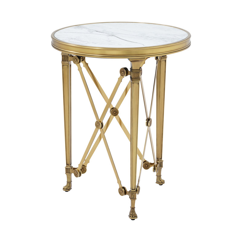 Table de bout Spencer London, Cannes laiton / gris, H 22 po x l 18 po x P 18 po