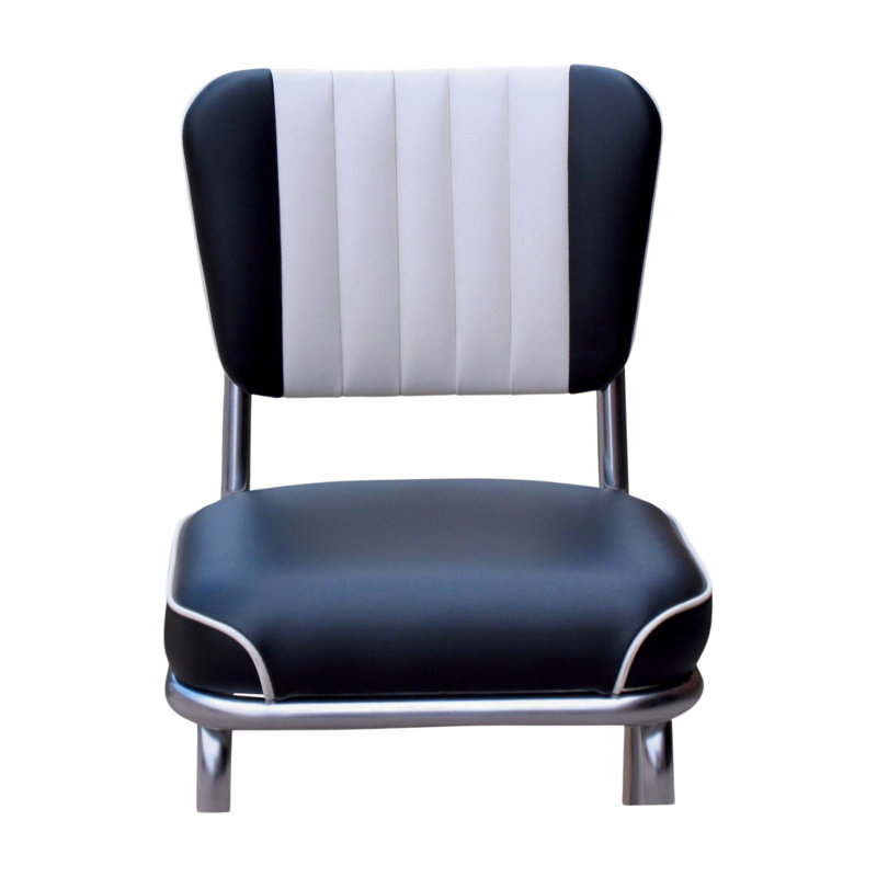 Retro Home Upholstered Channel Back Dining Chair, Black