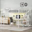 Lit mezzanine avec bureau en L et USB, lit mezzanine en métal avec garde-robe et tablette réglable, lit mezzanine haut avec DEL pour enfants, adolescents, adultes-302784638-302784637
