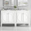 Meuble-lavabo de 60 po avec lavabo double, bois massif et construction, métal céramique imperméable, rangement réglable, charnières à fermeture en douceur, style rétro-449497718