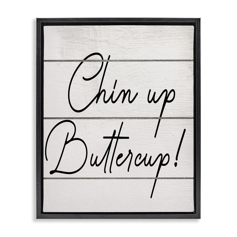 «Chin Up Buttercup», art mural encadré noir sur toile flottante par Ziwei Li, Cadre flottant noir de jais, H 21 po x l 17 po