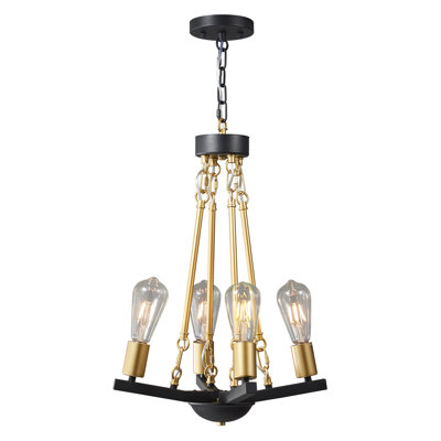Lustre rustique industriel en fer noir et doré de style campagnard pour salle à manger