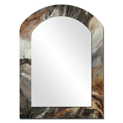 Morning Effervescence II - Abstract Asymmetrical Decorative Mirror, Modern Arch Wall Mirror, Printed Metal Art