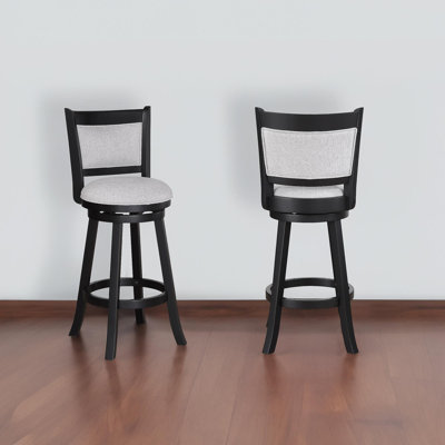 2 tabourets de pub pivotants à hauteur de comptoir, rembourrés en tissu, avec repose-pieds, meubles de salle à manger en bois, noir / colombe