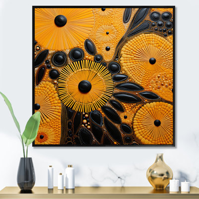 " Yellow And Black Native Heritage Tapestry "