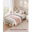 Single Metal Bed Frame with Upholstered Headboard