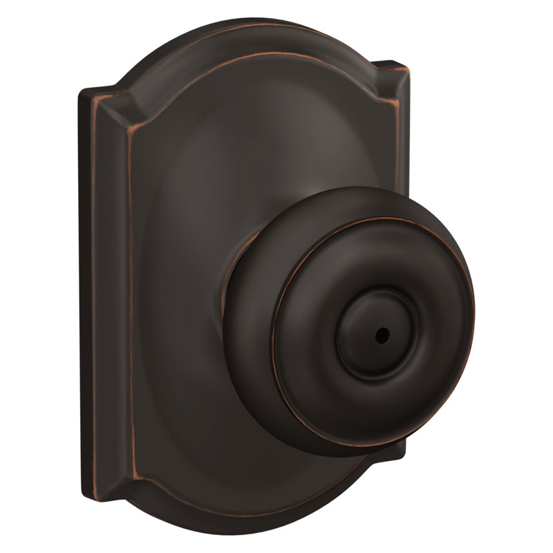 Georgian Privacy Knob with Camelot Trim, Aged Bronze