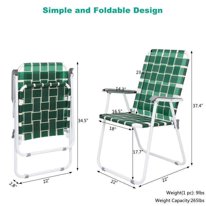 Chaise de plage pliante en métal, Vert foncé