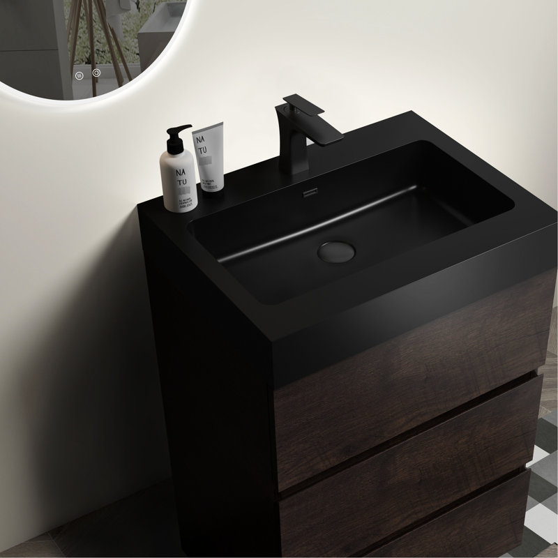 Meuble-lavabo en noyer 24 po Valdes, Noir, 24"