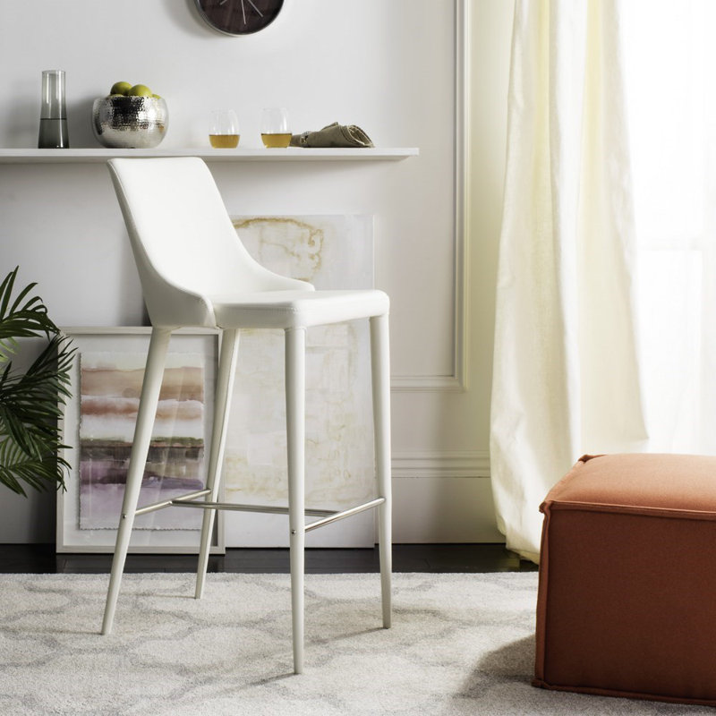 Bohy Upholstered Counter Stool with Metal Frame, White