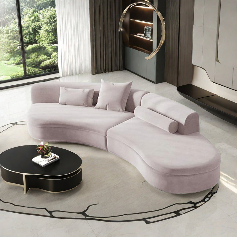 Canapé léger de style incurvé de luxe, Rose, Orienté à droite