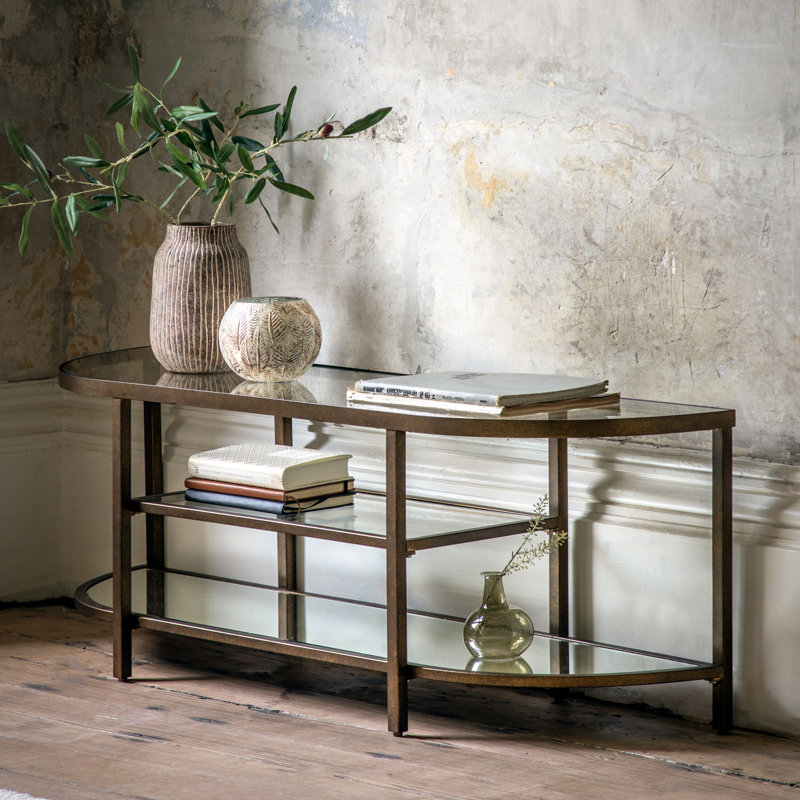 Addisyn Unfinished TV Stand for TVs up to 50", Bronze/Clear
