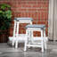 Élégant tabouret de comptoir de 24 po avec cuir blanc et noir antique - Créez un siège chic et confortable pour ajouter une touche à votre cuisine ou à votre bar-2087690795