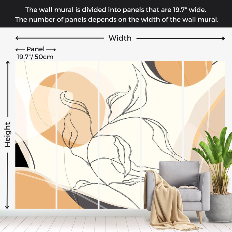 Papier peint abstrait avec lignes modernes, L 110 po x l 157 po