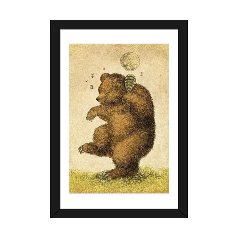 « miel ours », impression sur toile, H 24 po x l 16 po x P 1 po, Papier d'art encadré noir, Blanc