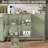 Coffee Bar Cabinet with Fluted Glass Door, Modern Cream Style Buffet Sideboard with Wine Glass Rack