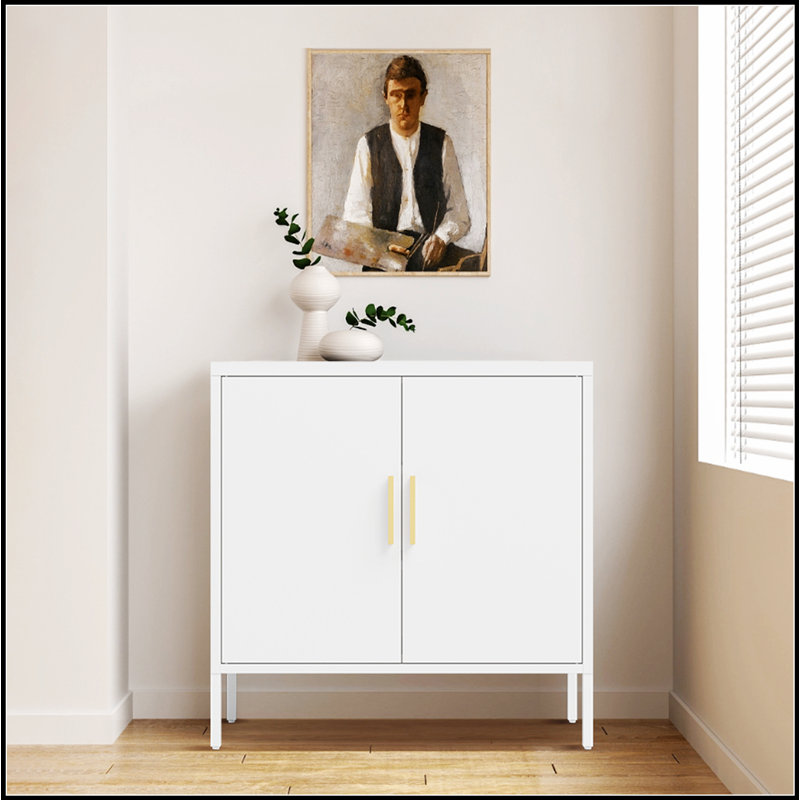 Armoire de rangement en métal durable avec 2 portes et 2 tablettes réglables pour une organisation et une sécurité efficaces