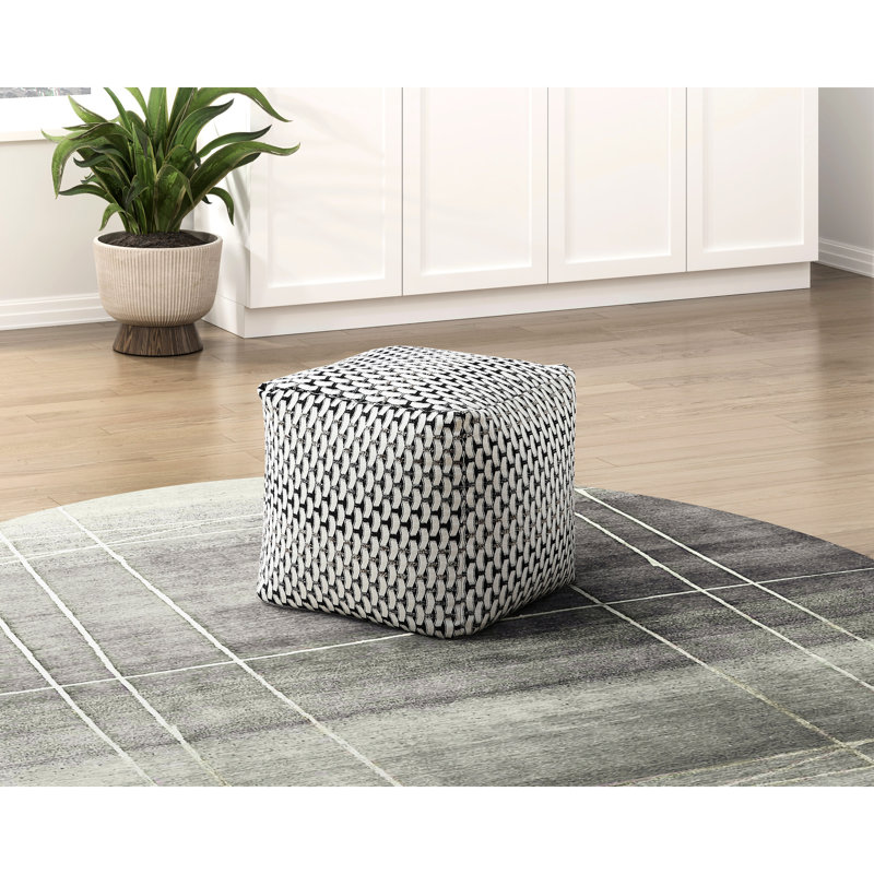 Fabric Square Pouf , Non-slip Surface, 300lbs Capacity, Multi-color, 16" H X W D In Multi-color , Bottom,