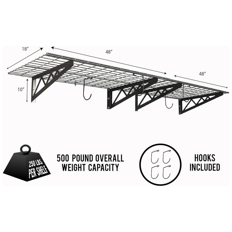 Olanna Garage Wall Mounted Wire Utility Shelf