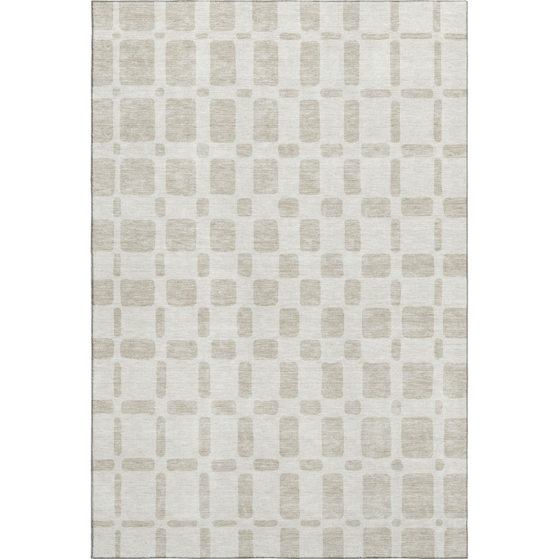 Tapis ivoire Prisco lavable à la machine de qualité supérieure, Rectangulaire 3 pi x 5 pi