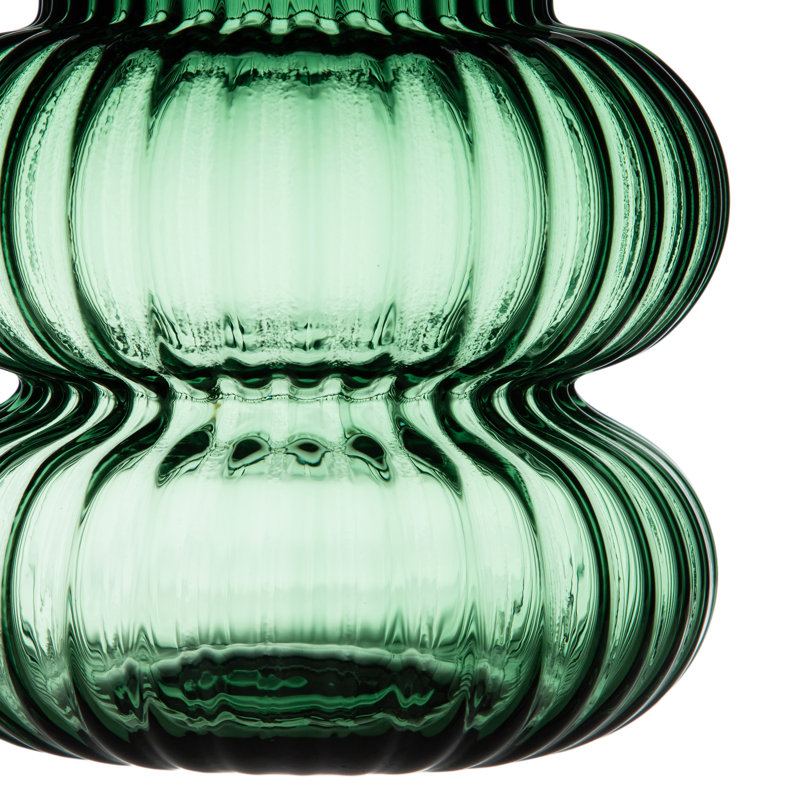 Alomar Glass Table Vase, Green, 25cm H x 16.5cm W x 16.5cm D