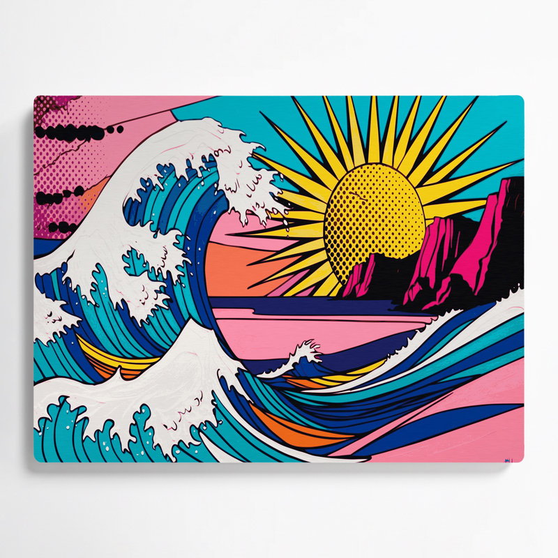 Art mural en métal bleu côtier, H 11 po x l 14 po