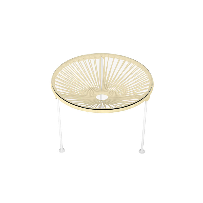 Zicatela Indoor Handmade Coffee Table, Ivory, White