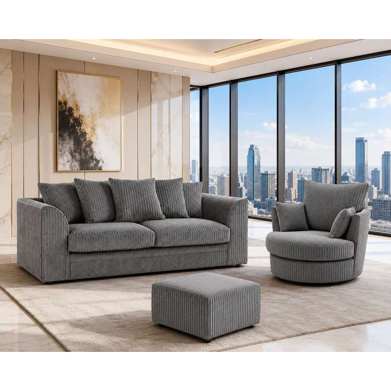 4 - Piece Living Room Set, Charcoal