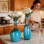 Vase de table en verre soufflé à la main-598772289