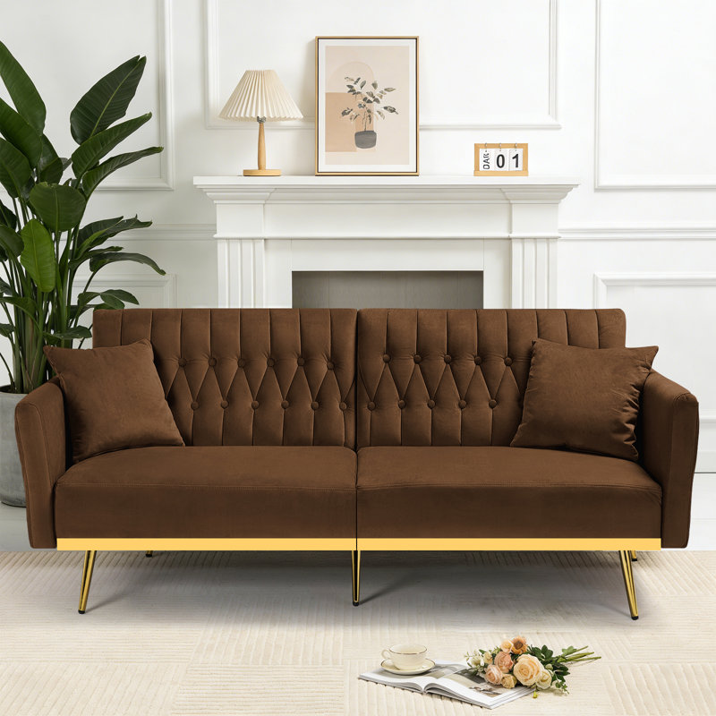 Somiya Upholstered 70'' Sleeper Sofa, Brown Velvet