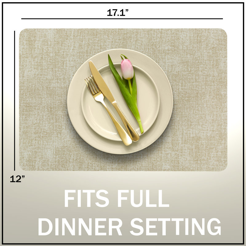 Erlyne Faux Leather Rectangle Placemat, Beige