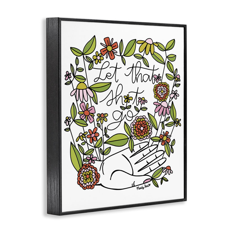 «Let It Go Floral», estampe numérique encadrée, design par Mandy Ford Art + Illustration, Giclée encadrée noir minuit