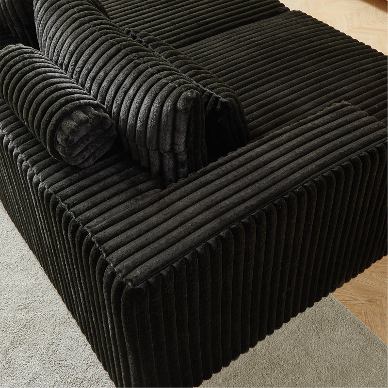 Canapé modulaire surdimensionné 87 po, Velours côtelé noir