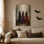 «Three Witches In Autumn Forest Under Full Moon Halloween», art mural sur toile-716727782