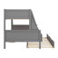 Lit simple superposé au dessus d'un lit double avec bureau, tiroirs et tablettes-1579043821