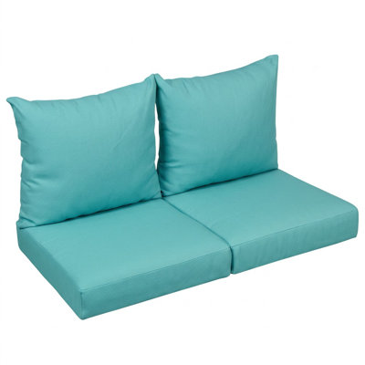 Sunbrella Outdoor Solid Loveseat Pillow and Cushion Set