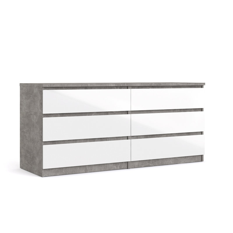 Emanuelle Chest of 6 Drawers, White/Grey