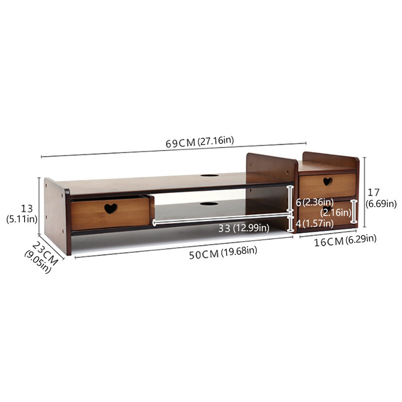 Narx Bamboo Desktop Monitor Stand with Storage Drawer