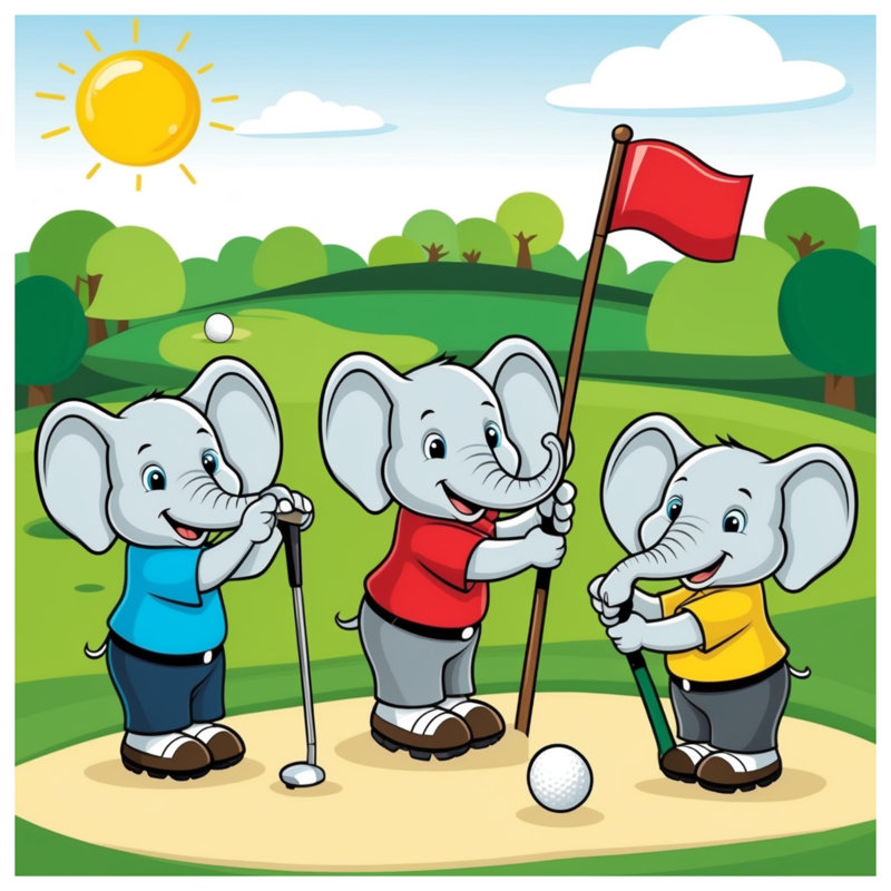 Elephants Playing Golf Comforter, Twin