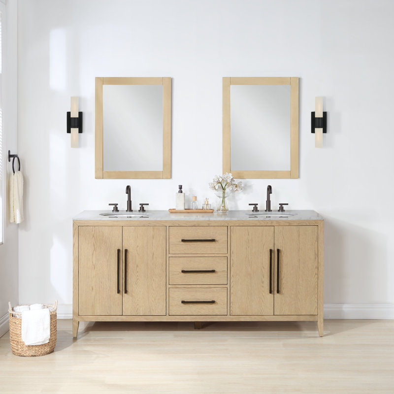 60" Undermount Double Bathroom Vanity Set, Wire Brushed Dark Oak, 72"