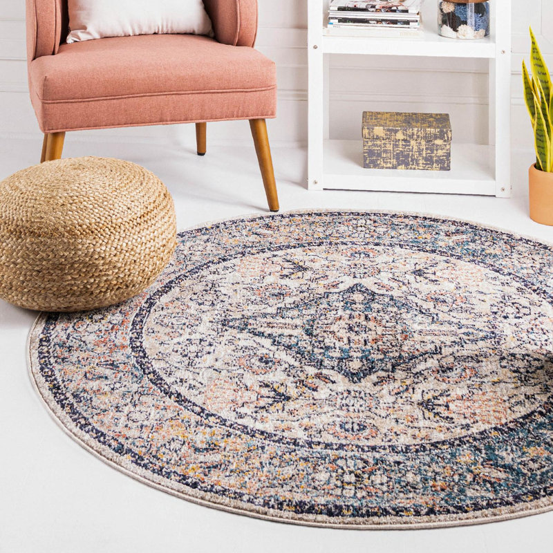 Tapis oriental bleu / rouge / beige Gause, Rond 3 pi 11 po