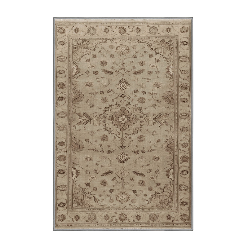 Tapis gris Afyon lavable à la machine, Rectangle 8 pi x 12 pi