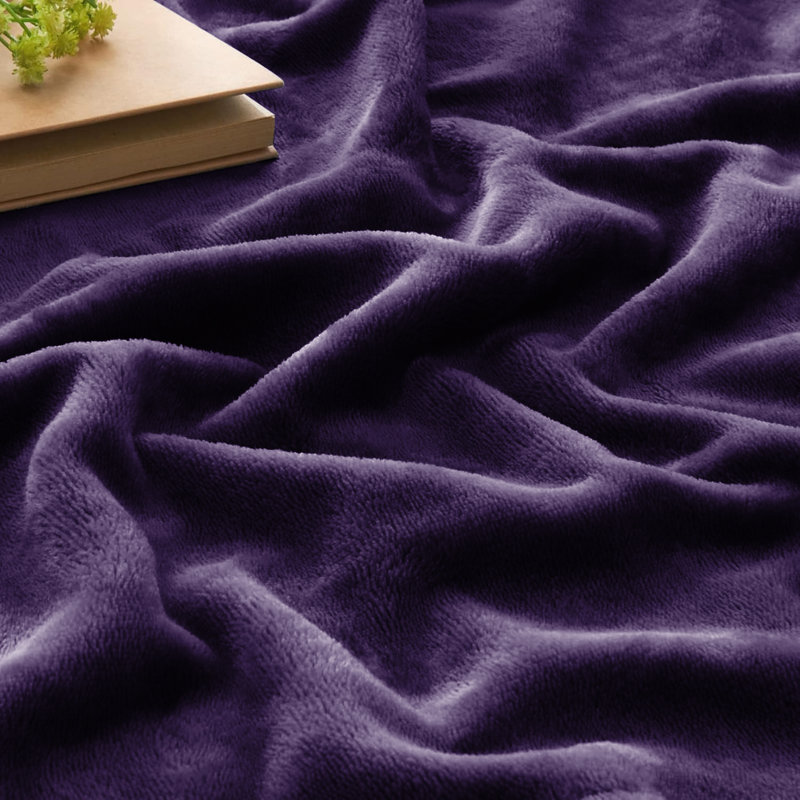 Couverture en molleton doux et moelleux - Jeté en flanelle réversible pour lit et canapé, Grand lit, Mauve