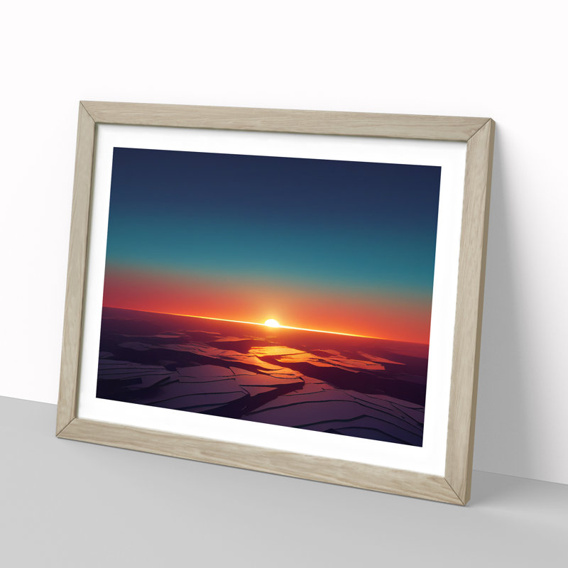 Dashing Sunset - Single Picture Frame Print, 25cm H x 34cm W x 2cm D, Oak