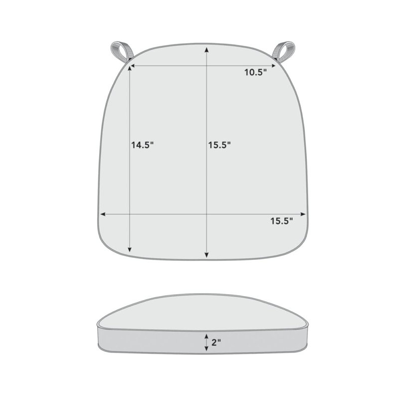 2" Thick Chiavari Chair Pad with hook & loop fastener Straps by Chivari, Ivory