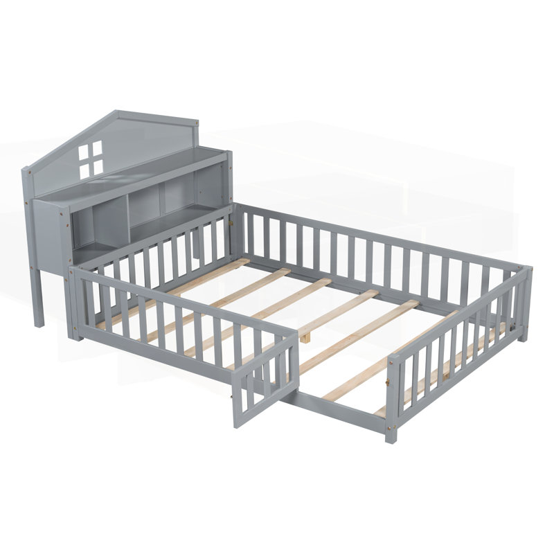 Versatile Platform Beds with Guard rails, Gray