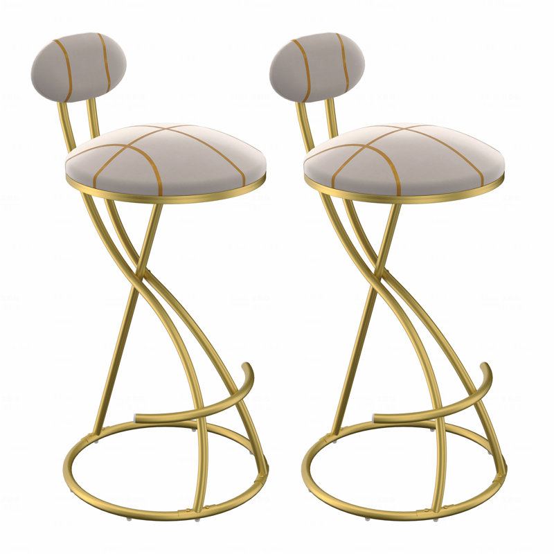 Ensemble de 2 chaises de salle à manger, tabourets de bar ronds et tabouret de cuisine en S à rayures, Doré